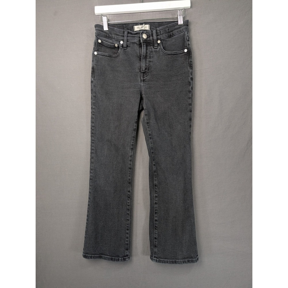 Madewell Cali Demi-Boot Jeans in Lunar Wash Size 26 Faded Black High Rise